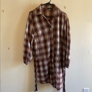 Plaid Long Sleeve Shirt Dress
